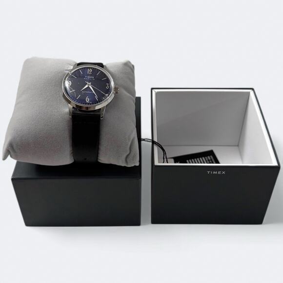 Timex Marlin Automatic 40mm Blue Dial Black Leather Men’s Watch TW2W93100 - Picture 5 of 12